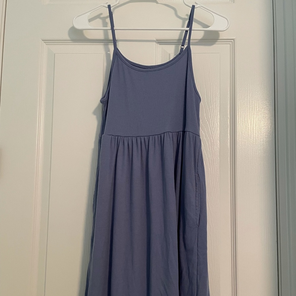 periwinkle long dress with pockets
